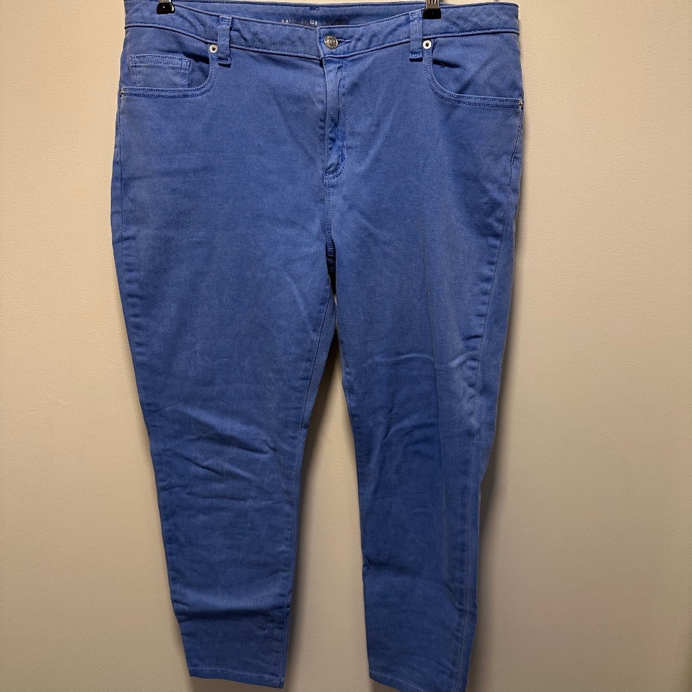 Michael Kors Womans Izzy Crop SkinnyJeans Cornflower Blue 5 pocket Sz 14 Spring